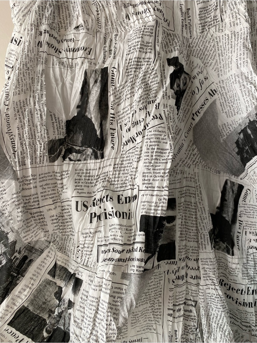 NWOT Ki Meng Newspaper Print Drop Crotch Harem Pants S Y2K Lagenlook - Picture 11 of 13